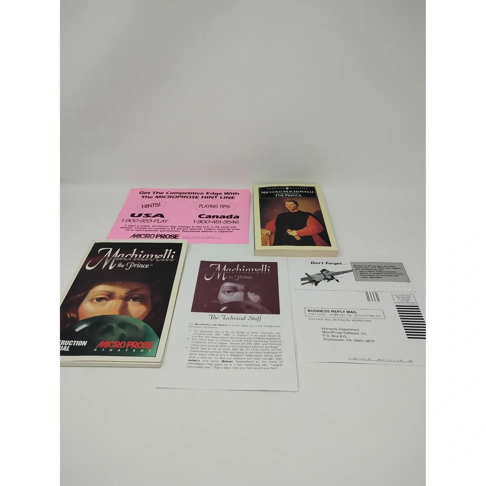 Vintage 1995 MicroProse Machiavelli the Prince (PC CD-ROM) PC Strategy Game